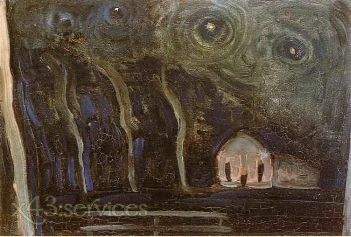 Piet Mondrian - Nachtlandschaft - Night Landscape Landschap bij nacht